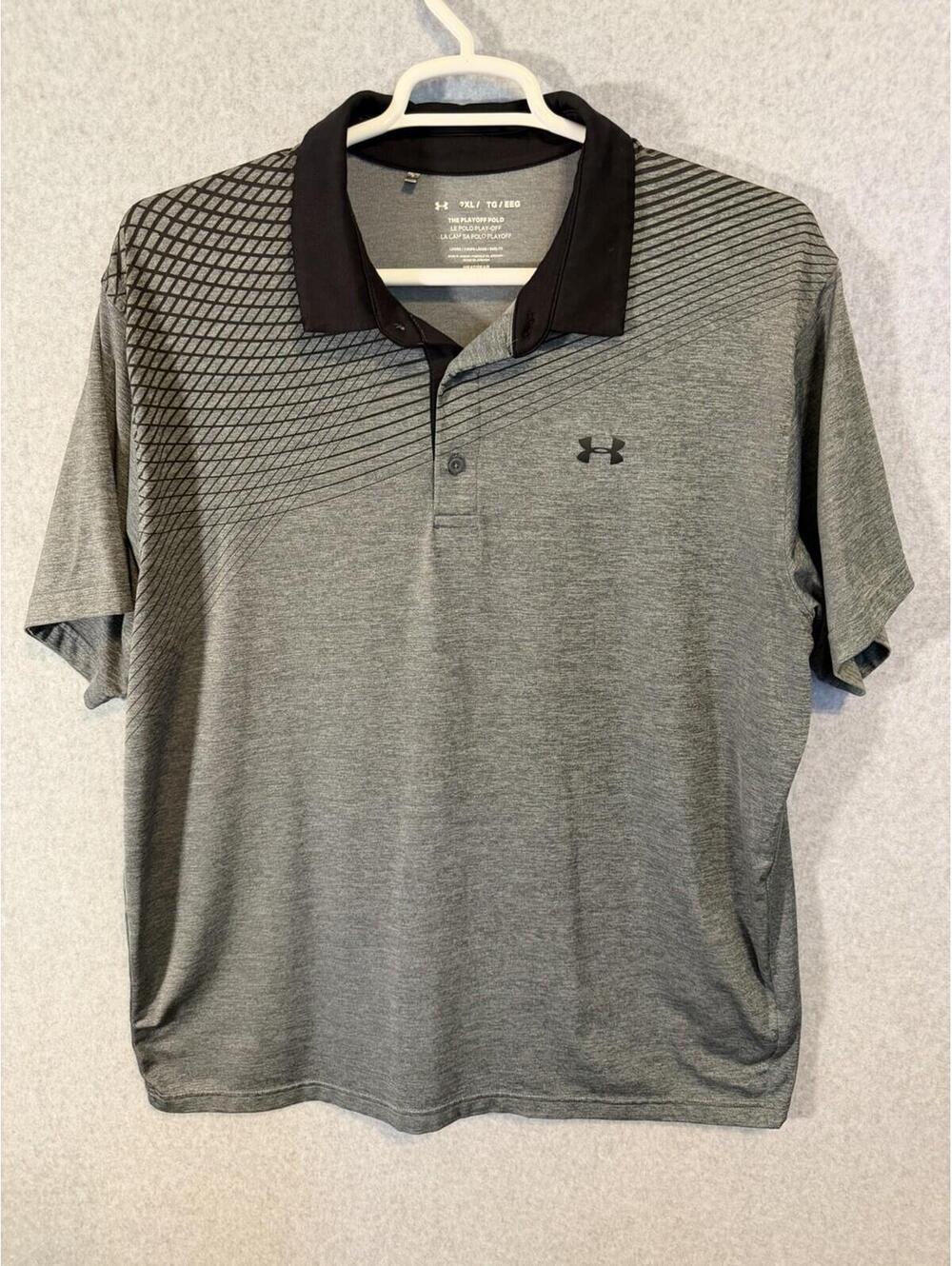 Under Armour The Playoff Polo Mens Heat Gear Loose Fit Short Sleeve Gray Size 2X
